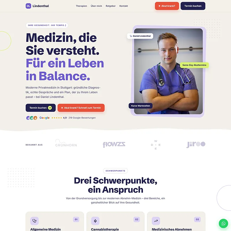Client project Lindenthal as proof on a specialised offer page