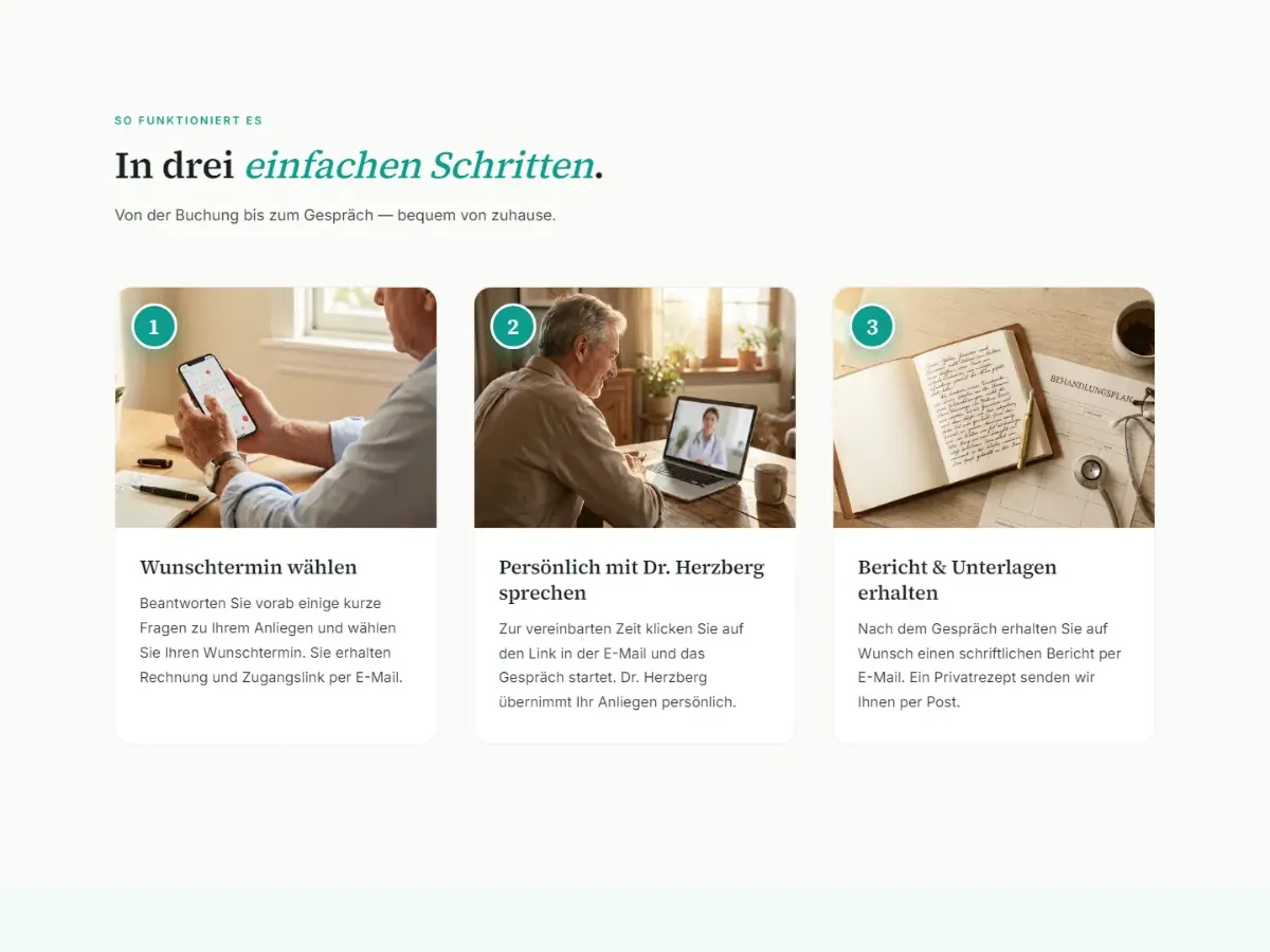 New website for Dr Herzberg's online consultations: the process in three steps