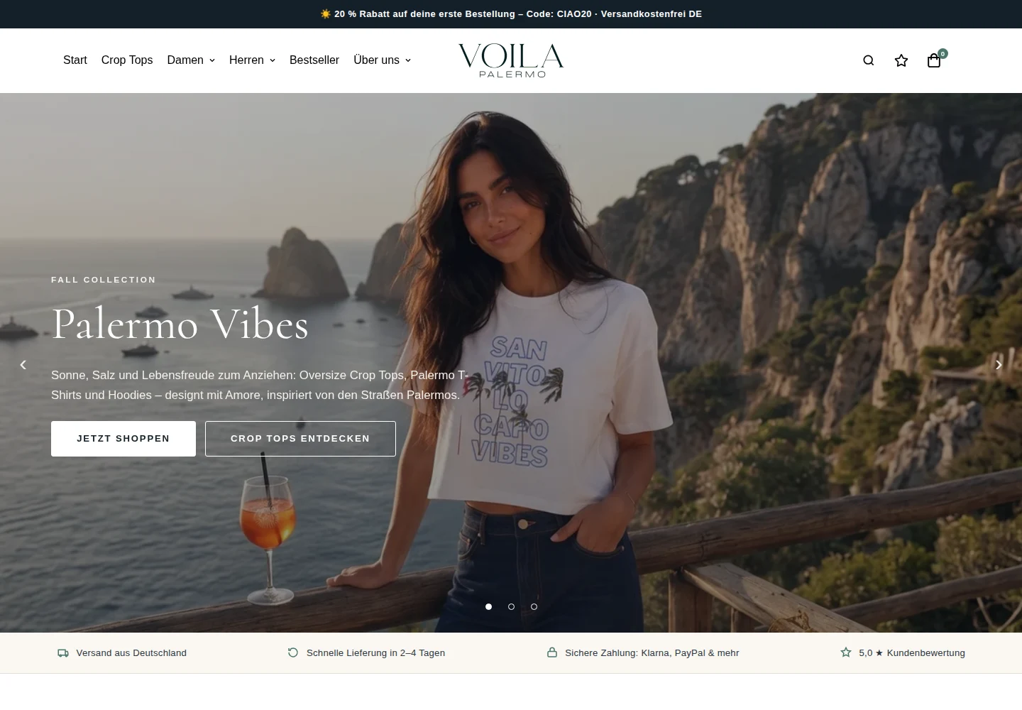 Online shop of Voilà Palermo